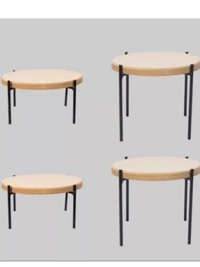 New Set of 4 Risers Target Bullseye Round Wood Metal Leg Riser Stand Retired